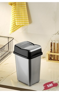 Haus Dolap Içi Çöp Kovası Pratik Kapak Mutfak Girdap Çöp Kovası Gri 5 Litre Gri