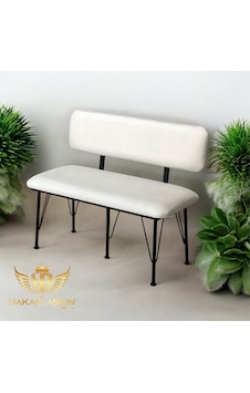 By Hakan Aşkın Metal Ayaklı Metal Alt Kasalı Soft Ekru New 2025 Sırtlı Bench Bank Soft Kumaşş