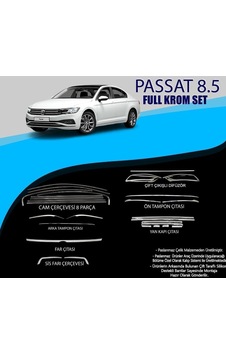 Vw Passat B8.5 Krom Set Cam Çerç.-yan Kapı Çıt.-difüzör Çıta-ön Tampon Çıta.-arka Tampon Çıt.-far Çıtası.- Sisfarı Çıtası