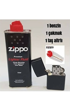 Zippo Benzin 125 Ml Zippo Siyah Benzinli Çakmak ve Taşı Set Zippo Benzin 125 Ml Zippo Siyah Benzinli Çakmak ve Taşı Set