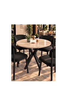 Mutfak Cafe Balkon Bahçe Restoran Yemek Masası 70x70 Siyah Traverten Yuvarlak Mermer - Siyah Mermer - Siyah Mutfak Cafe Balkon Bahçe Restoran Yemek Masası 70x70 Siyah Traverten Yuvarlak Mermer - Siyah Mermer - Siyah