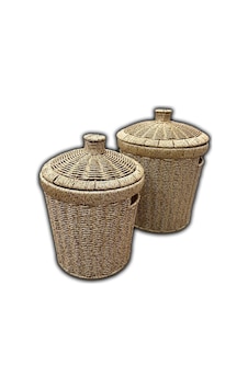 Rattan Konik 2'li Kapaklı Sepet Hasır