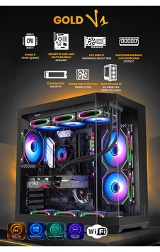 Gamers Arena GOLD V1 R5-7500F 16 GB 512 GB SSD RTX5060Ti Free Dos Masaüstü Oyuncu Bilgisayarı