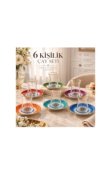 6 Kişilik 12 Parça Renkli Çay Takımı, Gold Detaylı Modern Tasarım çok renkli 6 Kişilik 12 Parça Renkli Çay Takımı, Gold Detaylı Modern Tasarım çok renkli