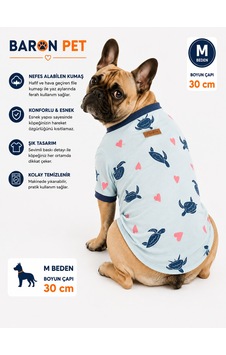 Köpek Tişörtü M Beden Boyun Çapı 30 Cm Kaplumbağa Kalp Desenli Kısa Kollu - Bebe Mavi Köpek Tişörtü M Beden Boyun Çapı 30 Cm Kaplumbağa Kalp Desenli Kısa Kollu - Bebe Mavi