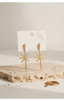 Gold Renk Kutup Yıldızı Model Zirkon Taşlı Kadın Küpe Çok Renkli Gold Renk Kutup Yıldızı Model Zirkon Taşlı Kadın Küpe Çok Renkli