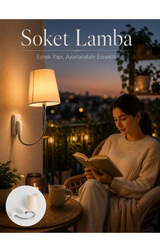 Priz Lambası Esnek Kollu Yatak Başı Aydınlatma Altın - Beyaz