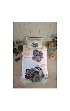 Clasy Ranforce %100 Pamuk Tek Kişilik Dört Mevsim Set Off Road V1 Bej Çok Renkli