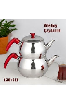 Aile Boy Paslanmaz Çelik Çaydanlık 1.30+2.00lt Çaydanlık Takımı Gri Aile Boy Paslanmaz Çelik Çaydanlık 1.30+2.00lt Çaydanlık Takımı Gri