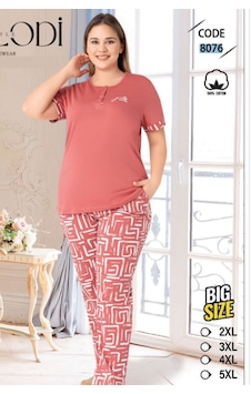 Melodi 8076 Kısa Kol %100 Pamuk Kadın Pijama Takımı V1 Gülkurusu Melodi 8076 Kısa Kol %100 Pamuk Kadın Pijama Takımı V1 Gülkurusu