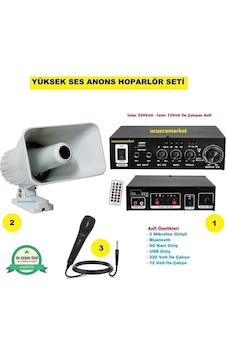 Yüksek Ses Anons Pazarcı Hoparlör Seti Açık Hava Horn Hoparlör Yüksek Ses Anons Pazarcı Hoparlör Seti Açık Hava Horn Hoparlör