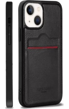DESINGSHOP Apple Uyumlu iPhone 14 Kartlıklı Deri Kılıf Siyah