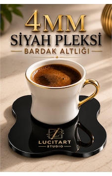 Premium Siyah Pleksi Bardak Altlığı 4'lü Set Modern Masa Dekoru Diğer