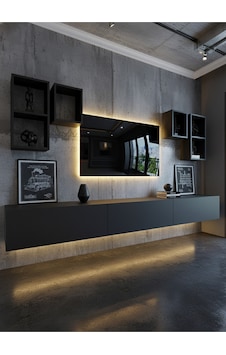 Resital Duvara Monte Ledli 270 Cm Tv Ünitesi Duvar Raflı - Ll6029 Antrasit Resital Duvara Monte Ledli 270 Cm Tv Ünitesi Duvar Raflı - Ll6029 Antrasit