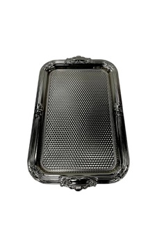 Gümüş Rengi Metal Dikdörtgen Tepsi Çok Renkli