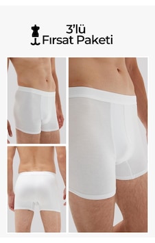 Weweus Beyaz 3'lü Erkek Süper İnce Doğal Bambu Lüks Boxer 1012 Beyaz Weweus Beyaz 3'lü Erkek Süper İnce Doğal Bambu Lüks Boxer 1012 Beyaz