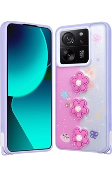 Xiaomi Mi 13t Pro Kılıf Parlayan Simli Kabartma Figürlü Zore Cevze Kapak Mor Papatya Xiaomi Mi 13t Pro Kılıf Parlayan Simli Kabartma Figürlü Zore Cevze Kapak Mor Papatya