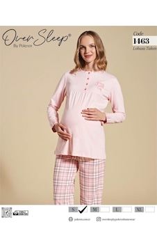 Oversleep Kadın Lohusa Uzun Kollu Pijama Takımı Pembe Oversleep Kadın Lohusa Uzun Kollu Pijama Takımı Pembe