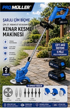 Pro Müller Pro X-tork 21 V 5 Ah Teleskopik Uzatmalı Kömürsüz Turbo Motor Çift Akülü Ot Çalı Biçme Tırpanı Pro Müller Pro X-tork 21 V 5 Ah Teleskopik Uzatmalı Kömürsüz Turbo Motor Çift Akülü Ot Çalı Biçme Tırpanı