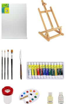 Fanart 50x70 Cm Tuval 3 Ayaklı Şövale Yağlı Boya Seti Ahşap Palet Yağdanlık Metal Spatul Fanart 50x70 Cm Tuval 3 Ayaklı Şövale Yağlı Boya Seti Ahşap Palet Yağdanlık Metal Spatul