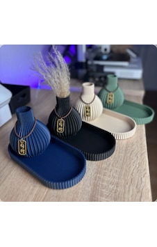 Modern İskandinav Tırtıklı Vazo Ve Sunum Tablası Seti - 3d Baskı Dekoratif Ev Ve Ofis Objesi Modern İskandinav Tırtıklı Vazo Ve Sunum Tablası Seti - 3d Baskı Dekoratif Ev Ve Ofis Objesi
