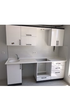 Dm Mutfak Dolabı 190 Cm Mdf Kasa Mdf Kapak -Siyah Kulp - Dm Mutfak Dolabı 190 Cm Mdf Kasa Mdf Kapak -Siyah Kulp -