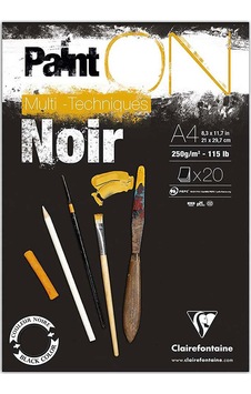 Clairefontaine Paint-on A4 Multi-techniques Siyah Çizim Blok 250g Clairefontaine Paint-on A4 Multi-techniques Siyah Çizim Blok 250g