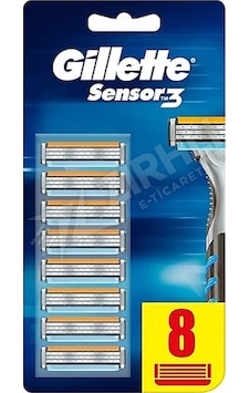 Gillette Sensor 3 Plus Comfort Yedek Bıçak 8'li Gillette Sensor 3 Plus Comfort Yedek Bıçak 8'li