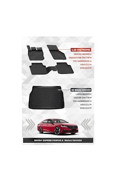 Sahler Skoda Superb 2024+ Uyumlu 4.5d Premium Havuzlu Oto Paspas Ve Liner Marka 3d Bagaj Havuzu