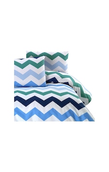 Menderes Home Cotton Collection Ranforce Çift Kişilik Nevresim Seti Zigzag Lacivert Renkli