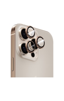 Apple Uyumlu   iPhone 16 Pro Max Parlama Önleyici Benks Glass Warrior Metal Kamera Lens Koruyucu Titanyum-gold