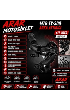 Bisiklet Arka Attırıcı Kulaksız Ty-300 6-7 Vites Siyah-arr0236 Bisiklet Arka Attırıcı Kulaksız Ty-300 6-7 Vites Siyah-arr0236