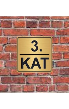 3.kat Yazılı Metal Yönlendirme Levhası 15x15 Cm Altın