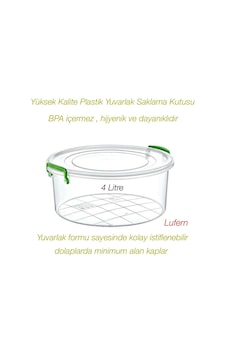 Yüksek Kalite Plastik Yuvarlak Saklama Kutusu 4 Litre Salata Kuru Gıda Hazır Yemek Sıvı Geçirmez Çok Renkli