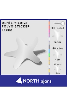 Deniz Yıldızı Folyo Duvar Sticklerı Gümüş Deniz Yıldızı Folyo Duvar Sticklerı Gümüş