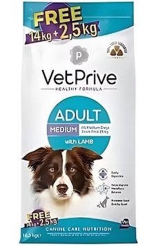 Vet Prive Adult Kuzu Etli Orta Irk Yetişkin Köpek Maması 14 KG + 2500 G Vet Prive Adult Kuzu Etli Orta Irk Yetişkin Köpek Maması 14 KG + 2500 G