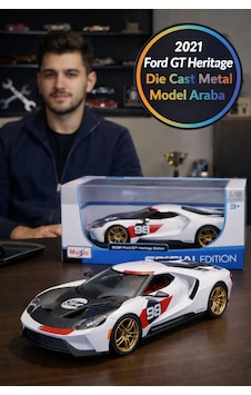 Maisto 1:18 2021 Ford Gt Heritage Edition 98 Diecast Model Araba Metal Gövde Açılır Kapılı Beyaz 3+ Maisto 1:18 2021 Ford Gt Heritage Edition 98 Diecast Model Araba Metal Gövde Açılır Kapılı Beyaz 3+