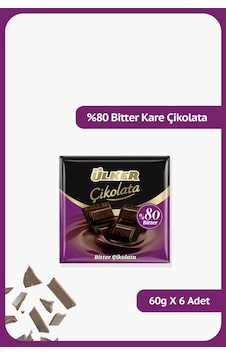 Ülker Çikolata Bitter %80 Kare 60 Gr X6 Paket Ülker Çikolata Bitter %80 Kare 60 Gr X6 Paket