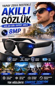 Birinci Şahıs Görüşlü 8mp Kameralı Yapay Zeka Akıllı Gözlük Chatgpt Destekli Model