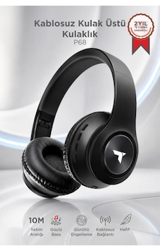 Bluetooth Kulaklık Kulak Üstü Kablosuz Stereo Kulaklık P68 Siyah Bluetooth Kulaklık Kulak Üstü Kablosuz Stereo Kulaklık P68 Siyah