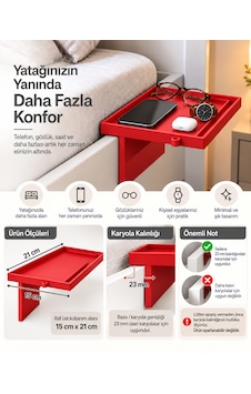 Yatak Yanı Pratik Raf Kırmızı Yatak Yanı Pratik Raf Kırmızı