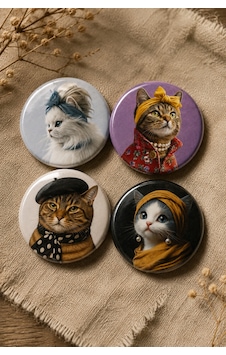 4 Lü Kedi Temalı Rozet Seti 58mm Vintage Moda Kedi Tasarımları Çanta, Kıyafet Ve Aksesuar Rozeti Çok Renkli 4 Lü Kedi Temalı Rozet Seti 58mm Vintage Moda Kedi Tasarımları Çanta, Kıyafet Ve Aksesuar Rozeti Çok Renkli