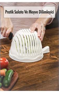 Pratik Salata Ve Meyve Dilimleyici & Pratik Süzgeç Ahşap - Gümüş Pratik Salata Ve Meyve Dilimleyici & Pratik Süzgeç Ahşap - Gümüş