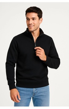 Butik İstanbul Erkek Dik Yaka Sweatshirt Dik Yaka Yarım Fermuarlı 3 İplik Şardonlu Pamuk Kumaş - Siyah Butik İstanbul Erkek Dik Yaka Sweatshirt Dik Yaka Yarım Fermuarlı 3 İplik Şardonlu Pamuk Kumaş - Siyah