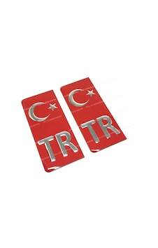Tr Plaka Arması Metal Etiket Sticker Kırmızı 2& 39li