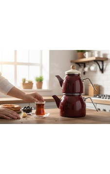 Rose Model Çaydanlık Takımı Üst 1,1 Lt Alt 2,5 Lt Bordo Rose Model Çaydanlık Takımı Üst 1,1 Lt Alt 2,5 Lt Bordo