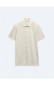 Kip Bej Düz Regular Fit Casual Pamuk Karışımlı Gömlek Bej Kip Bej Düz Regular Fit Casual Pamuk Karışımlı Gömlek Bej