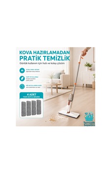 Spreyli Mop Seti +4 Yedek Mop, Portatif Cırt Cırtlı Mikrofiber Bezli Spreyli Mop Seti +4 Yedek Mop, Portatif Cırt Cırtlı Mikrofiber Bezli