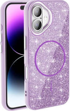 Apple Apple iPhone Uyumlu  17 Kılıf M-safe Şarj Özellikli Parlayan Simli Zore Okso Kapak Çok Renkli