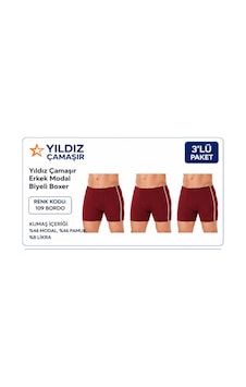 Yıldız Çamaşır Erkek Modal Biyeli Boxer 105-106-107-108-109 - 3 Adet Bordo Yıldız Çamaşır Erkek Modal Biyeli Boxer 105-106-107-108-109 - 3 Adet Bordo